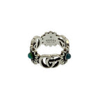 Gucci Marmont Double Mother of Pearl Turquoise Ring Silver