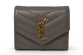 Saint Laurent Paris Wallet Trifold Multi Fold YSL Quilted Gray