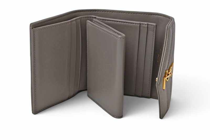 Saint Laurent Paris Wallet Trifold Multi Fold YSL Quilted Gray — view 6