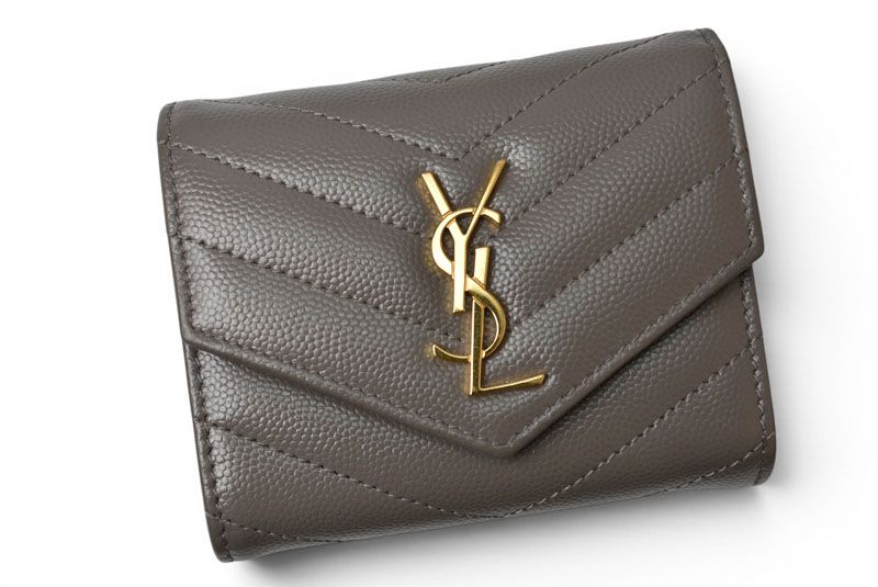Saint Laurent Paris Wallet Trifold Multi Fold YSL Quilted Gray — view 2