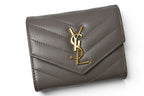 Saint Laurent Paris Wallet Trifold Multi Fold YSL Quilted Gray — view 2
