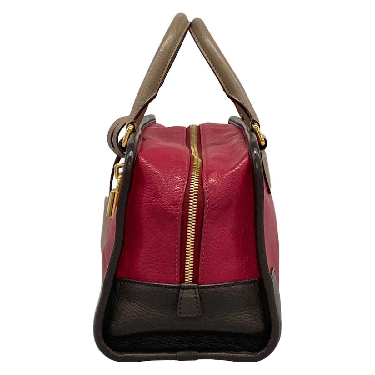 Loewe Handbag Amazona 28 Pink Gray Beige Dark Brown Leather — view 4