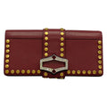 Prada Clutch Bordeaux Gold Studs Rhinestone