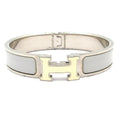 Hermes Bangle Click Silver Light Gray Ivory Bracelet