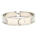 Hermes Bangle Click Silver Light Gray Ivory Bracelet — view 3