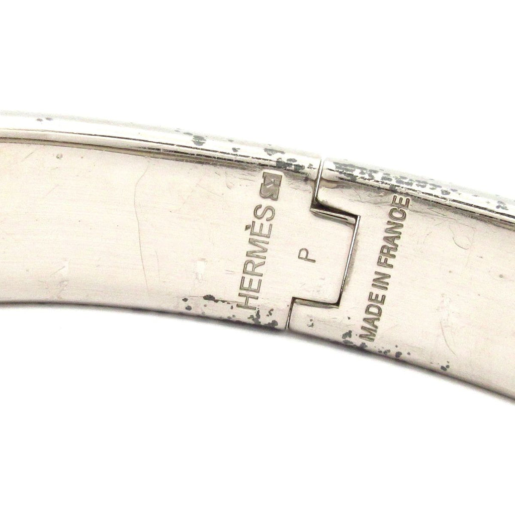 Hermes Bangle Click Silver Light Gray Ivory Bracelet — view 4