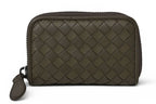 Bottega Veneta Card Case Coin Mini Wallet Intrecciato Leather Khaki Gray