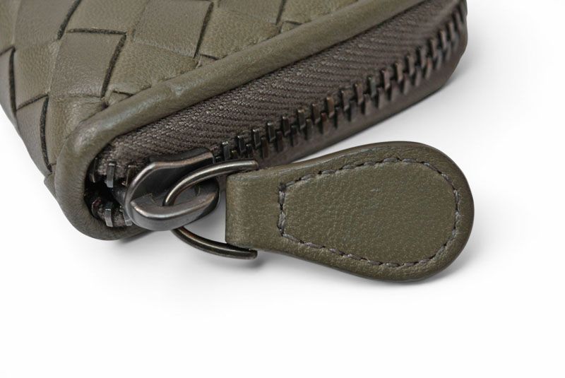 Bottega Veneta Card Case Coin Mini Wallet Intrecciato Leather Khaki Gray — view 3