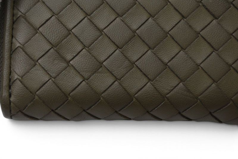 Bottega Veneta Card Case Coin Mini Wallet Intrecciato Leather Khaki Gray — view 6