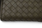 Bottega Veneta Card Case Coin Mini Wallet Intrecciato Leather Khaki Gray — view 6