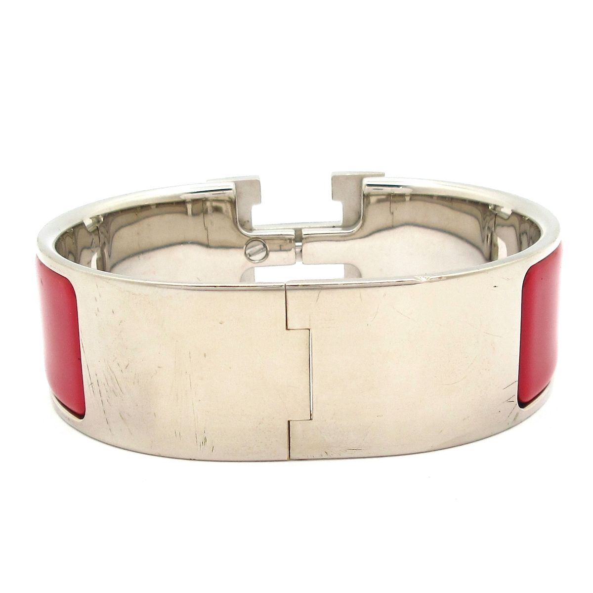 Hermes Bangle Clic Clac Silver Bordeaux Bracelet — view 3
