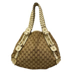Gucci Tote GG Pattern Horsebit Dark Brown Beige Ivory Leather