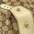 Gucci Tote GG Pattern Horsebit Dark Brown Beige Ivory Leather — view 6