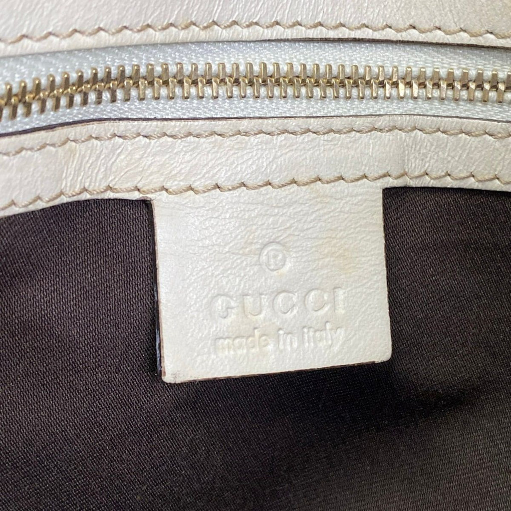 Gucci Tote GG Pattern Horsebit Dark Brown Beige Ivory Leather — view 8
