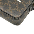 Celine Shoulder Bag Triomphe Canvas Dark Brown Black White Leather — view 6