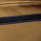 Celine Shoulder Bag Triomphe Canvas Dark Brown Black White Leather — view 9