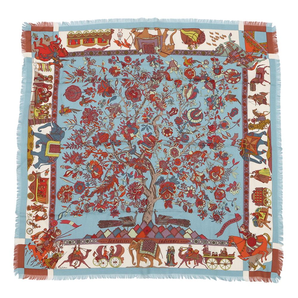Hermes Scarf Carre 90 Dazzling India Fantaisies Indiennes Cashmere Silk Limited