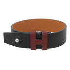 Hermes Bracelet Black Red Silver Leather T4
