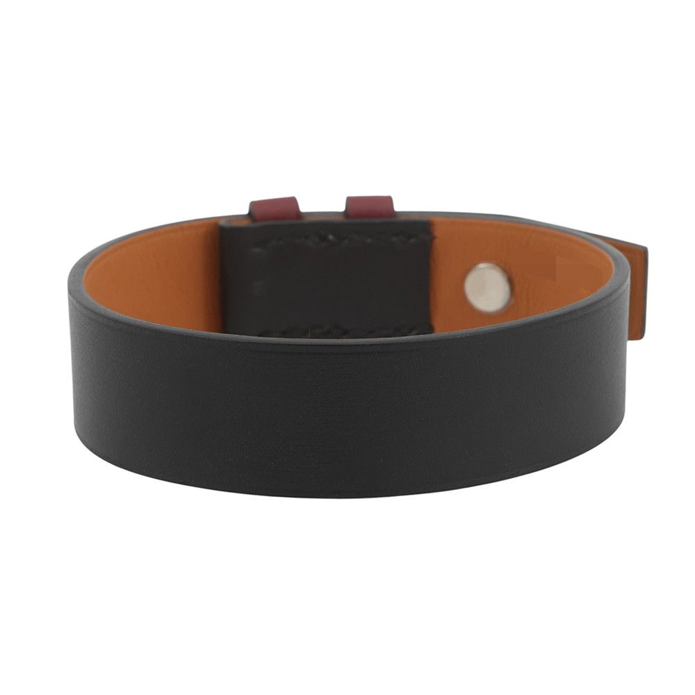 Hermes Bracelet Black Red Silver Leather T4 — view 4