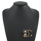 Chanel Brooch CC Logo Flower Rhinestone Faux Pearl Black — view 4