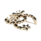 Chanel Brooch CC Logo Flower Rhinestone Faux Pearl Black — view 2