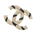 Chanel Brooch CC Logo Rhinestone Faux Pearl