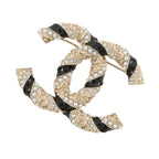 Chanel Brooch CC Logo Rhinestone Faux Pearl