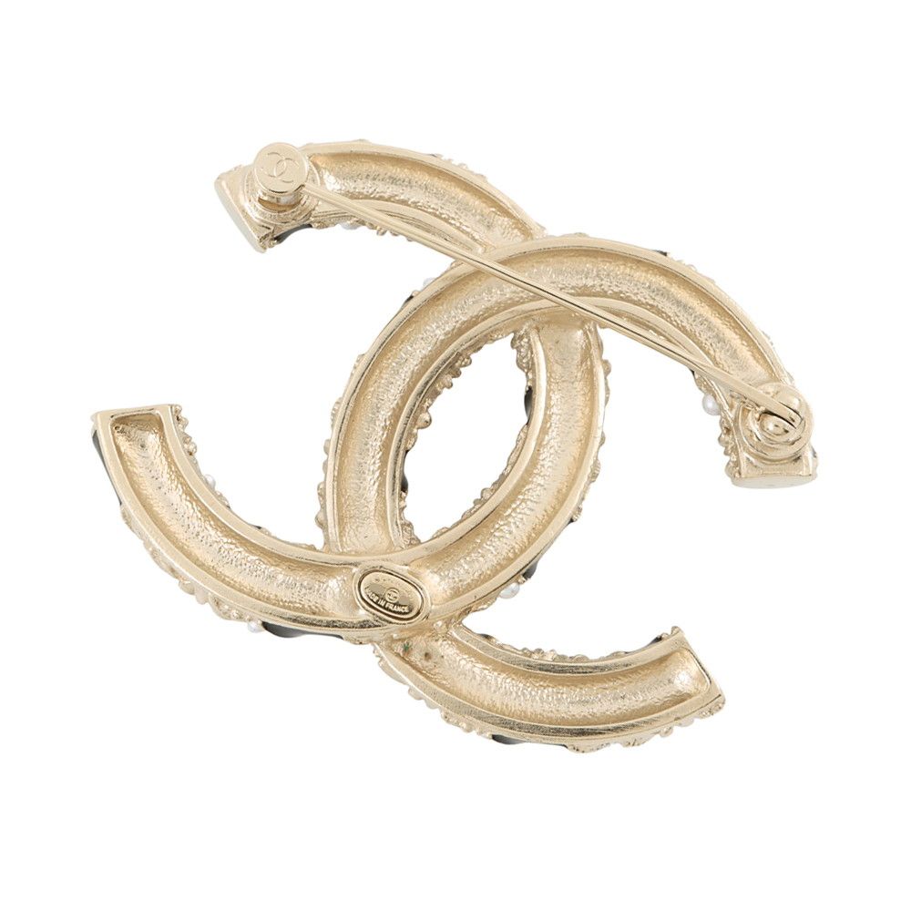 Chanel Brooch CC Logo Rhinestone Faux Pearl — view 3