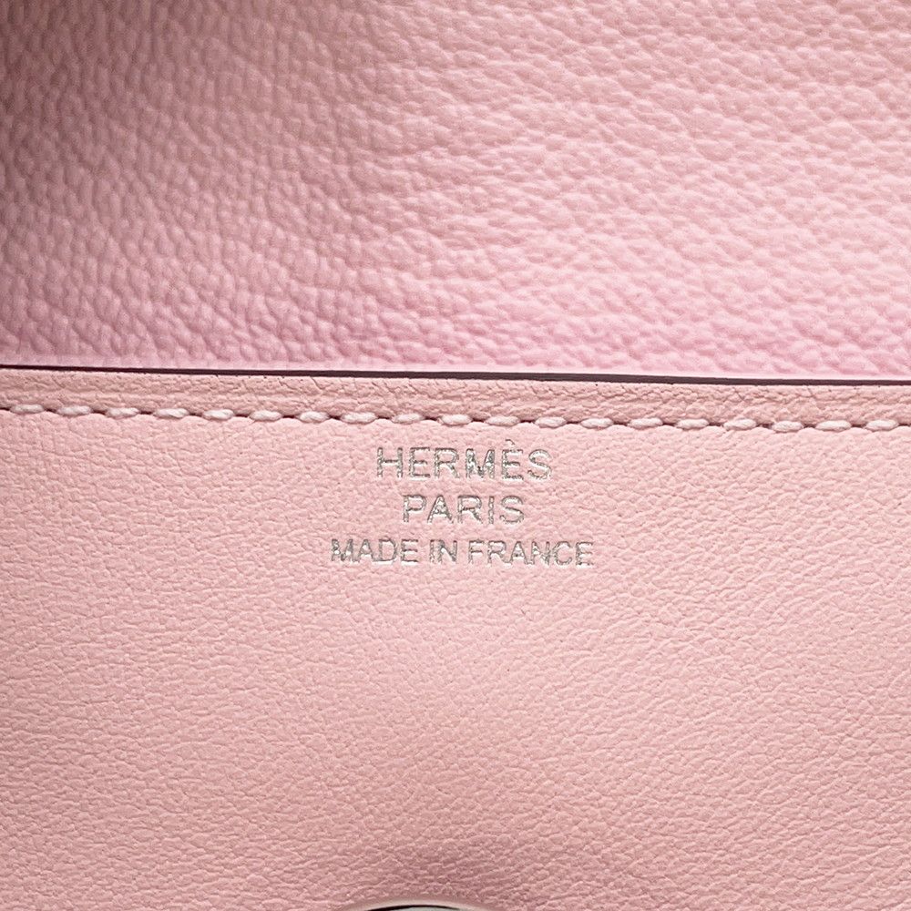 Hermes Coin Case Glenan Compact Wallet Rose Sakura Silver Swift — view 9