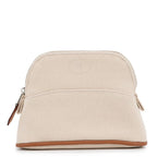 Hermes Pouch Bolide Mini Beige Silver Canvas Case