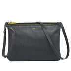 Celine Trio Large Shoulder Bag Pochette Leather Black