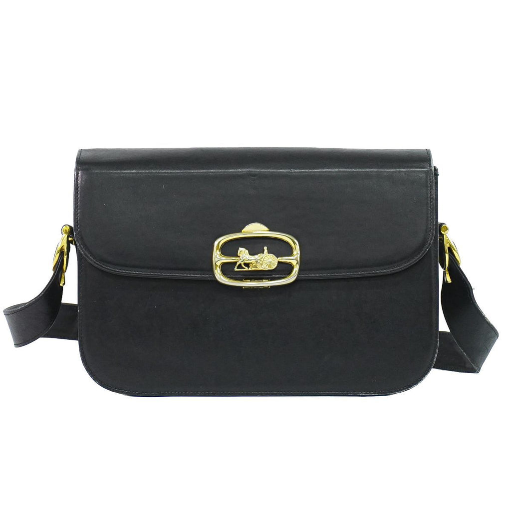 Celine Carriage Shoulder Bag Leather Black