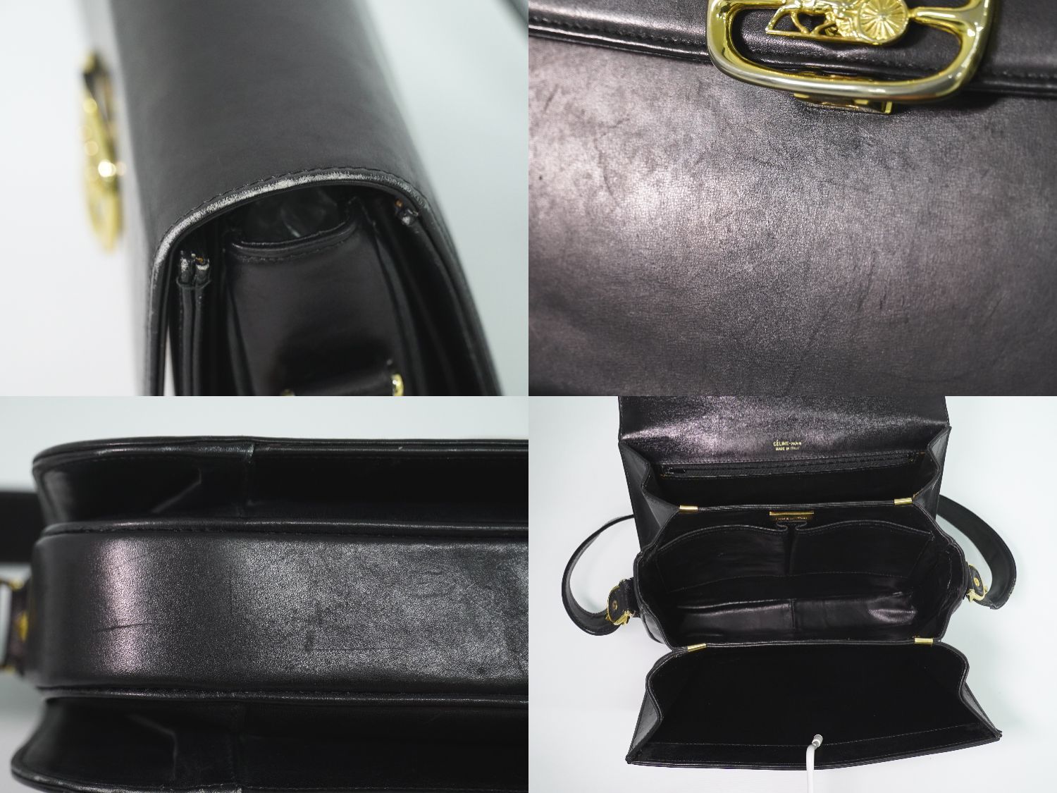 Celine Carriage Shoulder Bag Leather Black — view 8