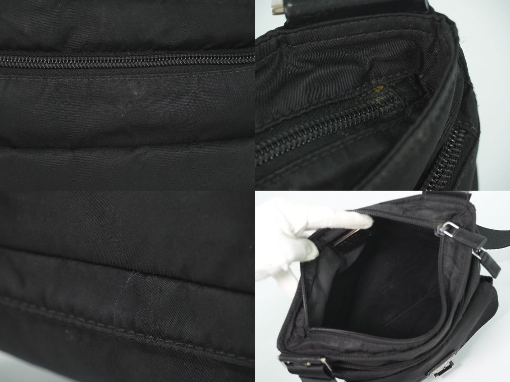 Prada Nylon Shoulder Bag Pochette Black — view 8