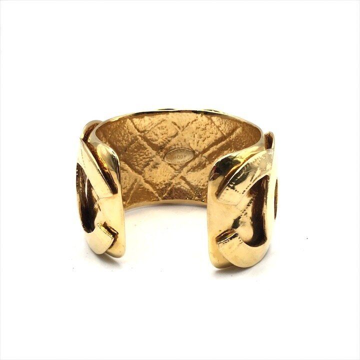 Chanel Bangle CC Logo Vintage Gold Bracelet — view 2