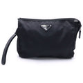 Prada Tessuto Clutch Pouch Black Nylon Silver