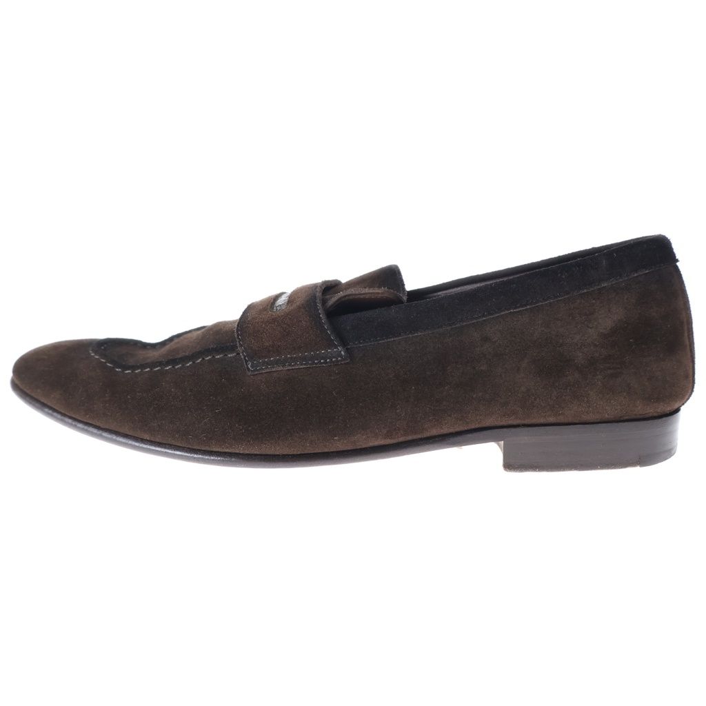 Louis Vuitton Globe Line Monogram Penny Suede Leather Loafers Brown