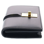 Celine 16 Seeds Satin Calfskin Card Holder with Flap Black — view 3