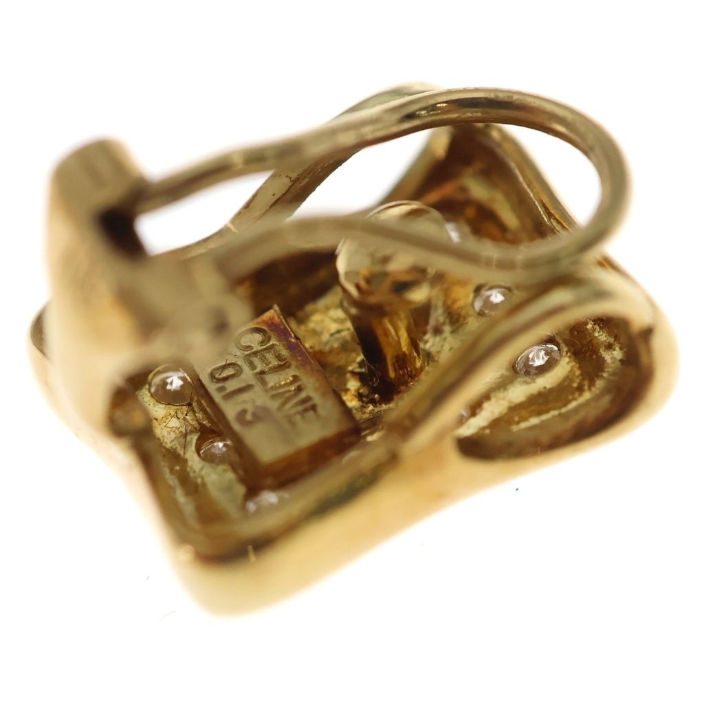 Celine Vintage Pave Diamond Earrings 18k Gold — view 5