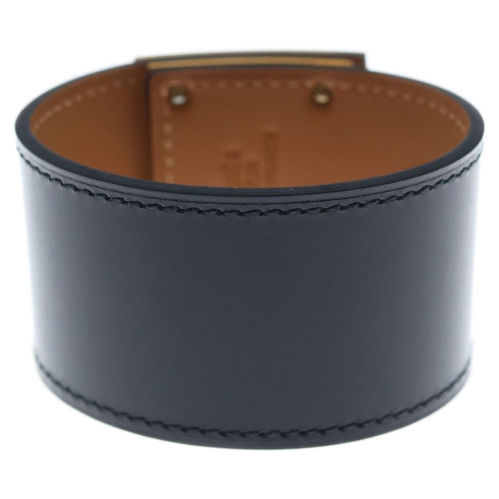 Hermes Tall Bracelet Black Leather Gold — view 2