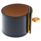 Hermes Tall Bracelet Black Leather Gold — view 3