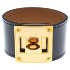 Hermes Tall Bracelet Black Leather Gold — view 4