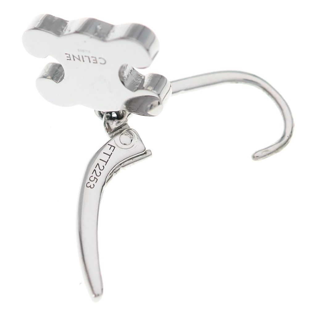 Celine Triomphe Rhinestone Earrings Silver — view 5