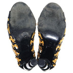 Chanel CC Logo Patent Leather Braided Heels Short Boots Sandals Shoes Black — view 5