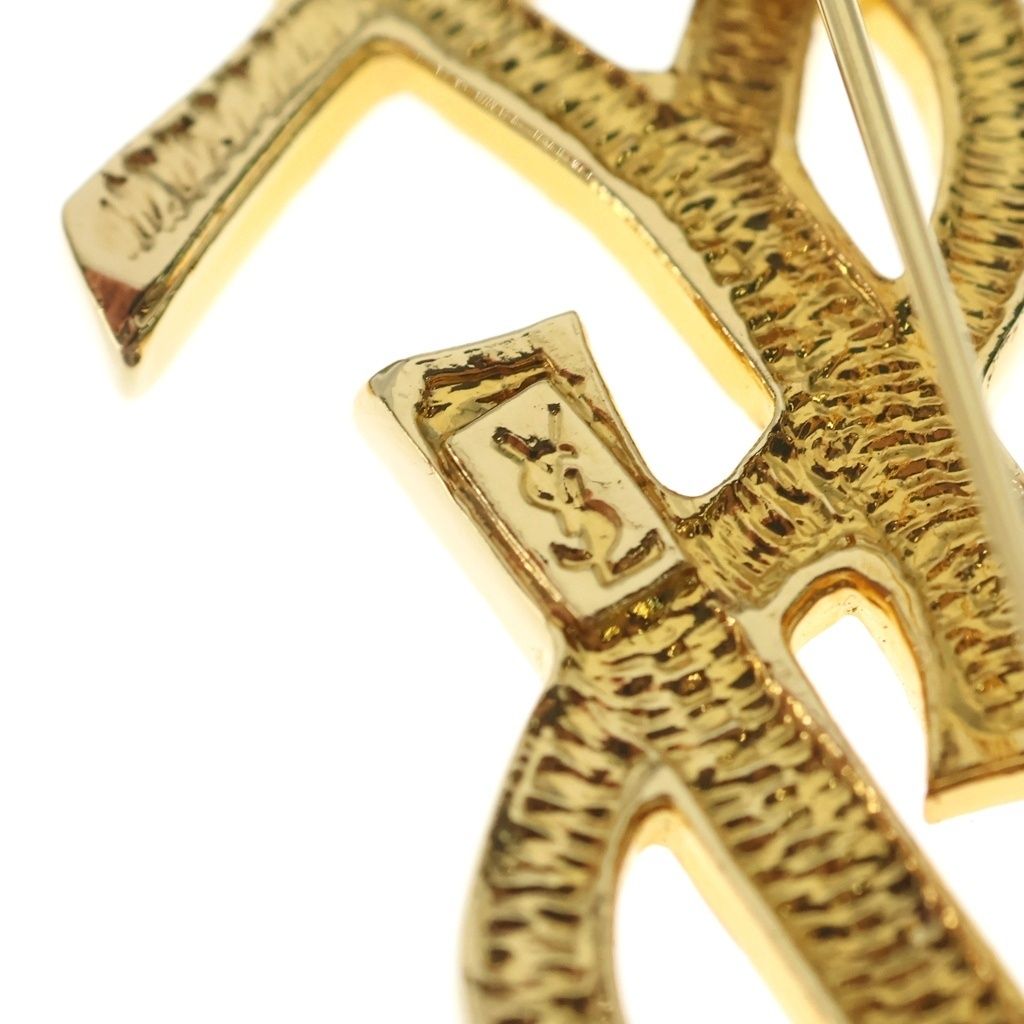 Saint Laurent Paris YSL Cassandra Rhinestone Brooch Gold — view 5