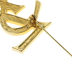 Saint Laurent Paris YSL Cassandra Rhinestone Brooch Gold — view 6