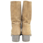Chanel CC Logo Boots Shoes Lambskin Beige — view 5