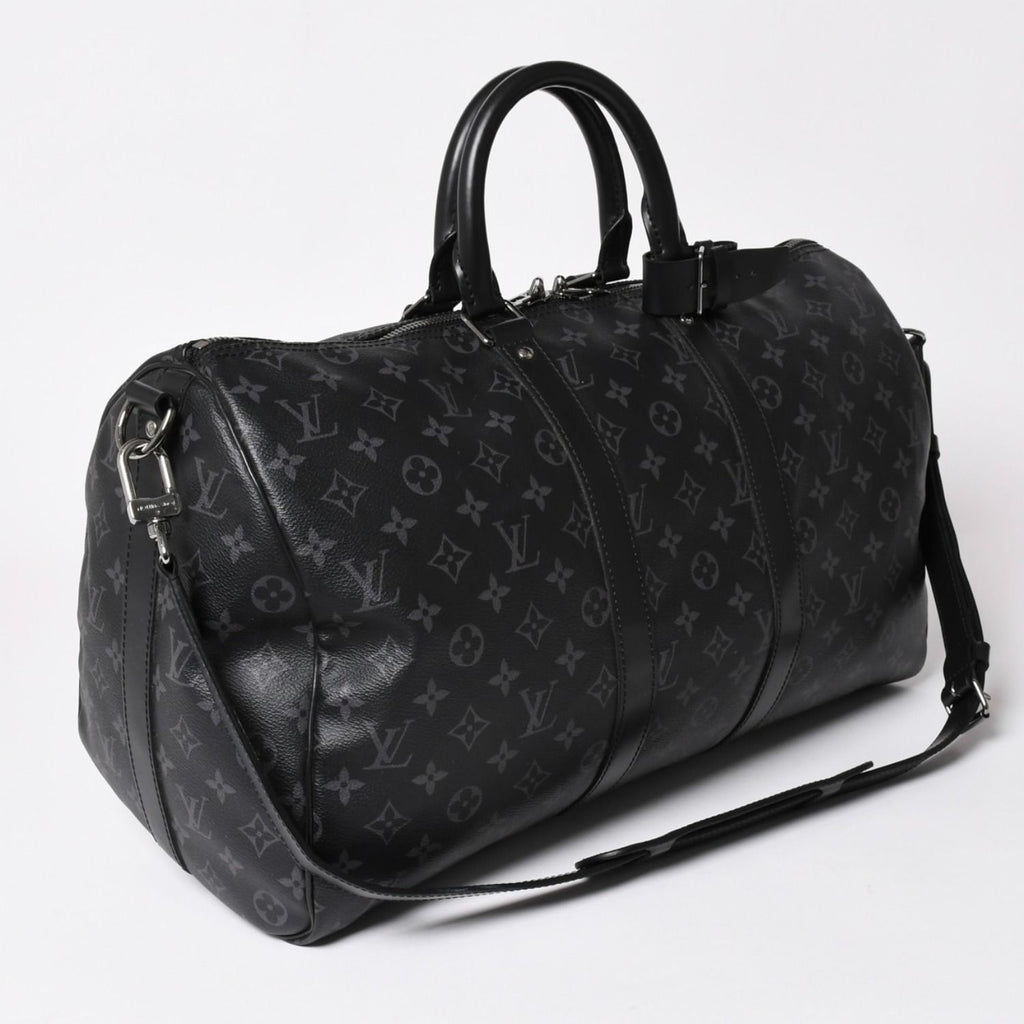 Louis Vuitton Keepall Bandouliere 45 Boston Bag Monogram Eclipse Black — view 3