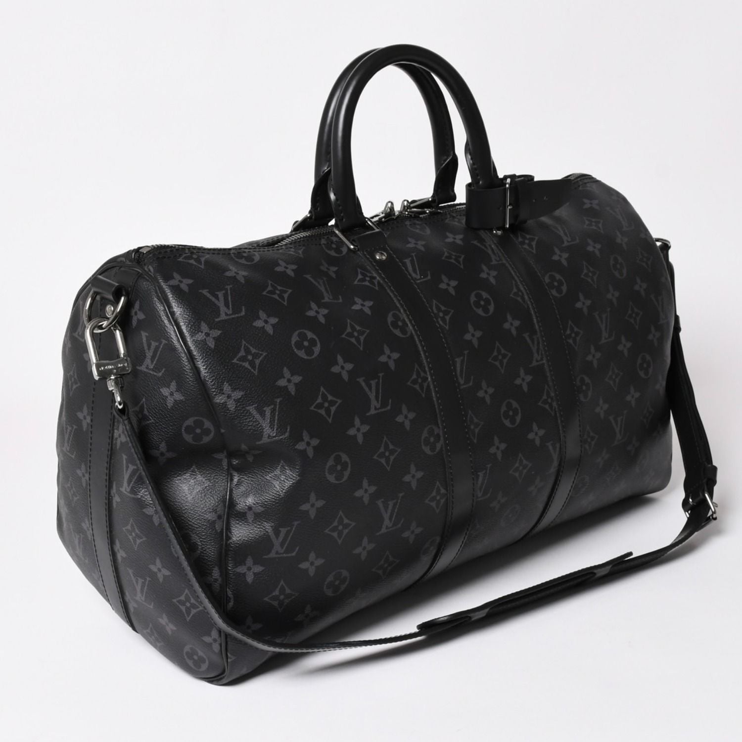 Louis Vuitton Keepall Bandouliere 45 Boston Bag Monogram Eclipse Black — view 3