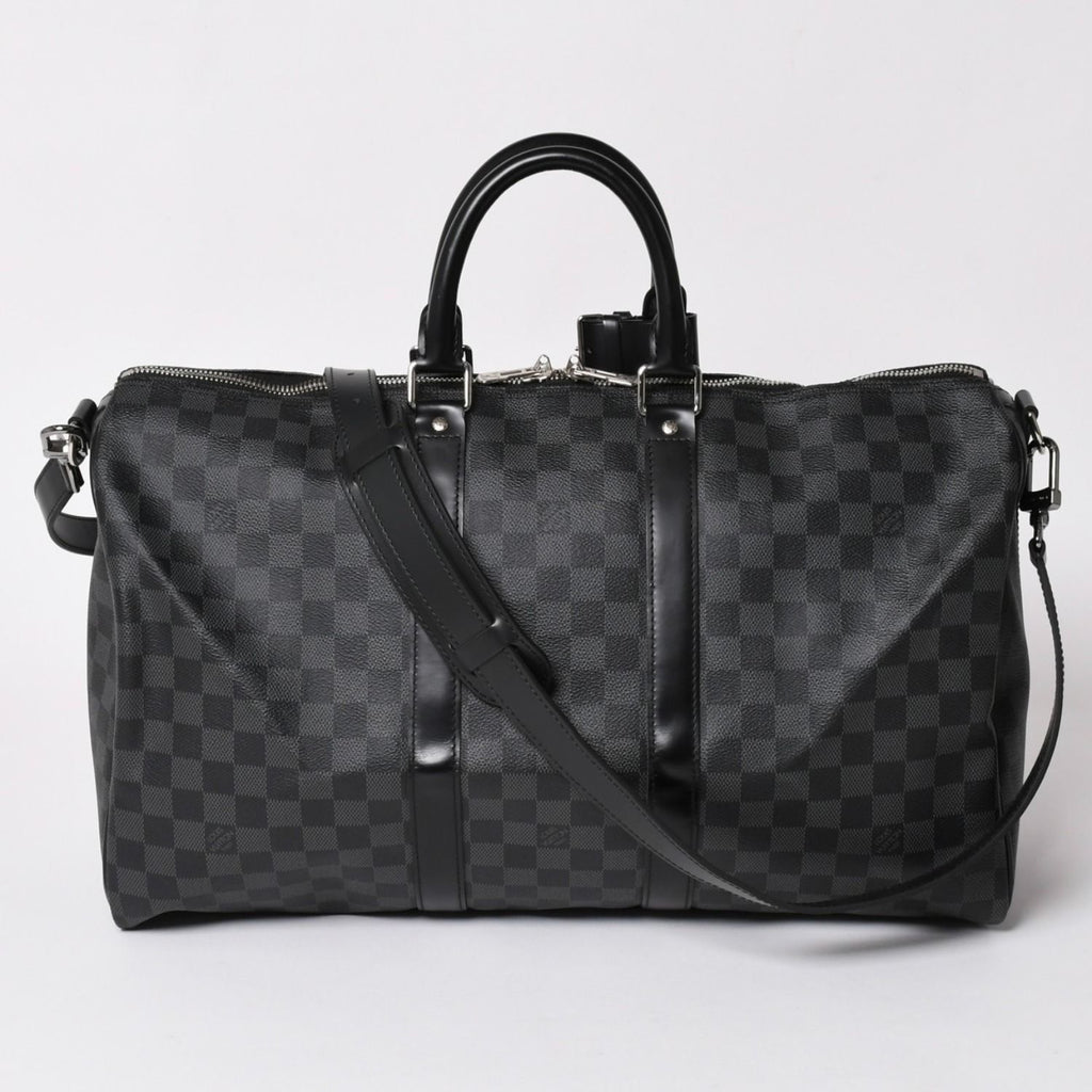 Louis Vuitton Boston Keepall Bandouliere 45 Damier Graphite Black Silver